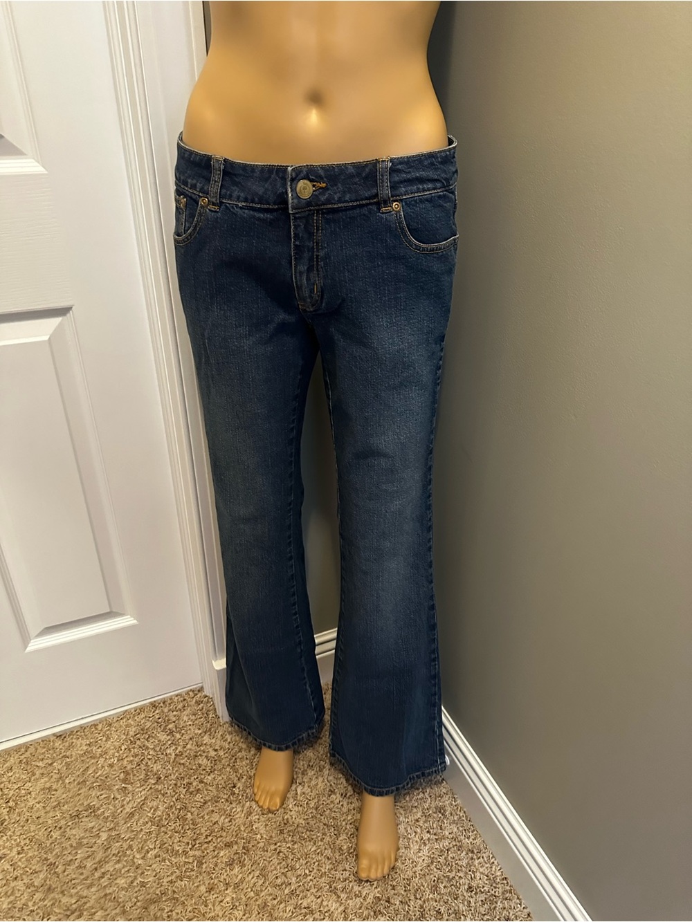 Lilly Pulitzer Dark Blue Flare Jeans With Patch Pocket Detail